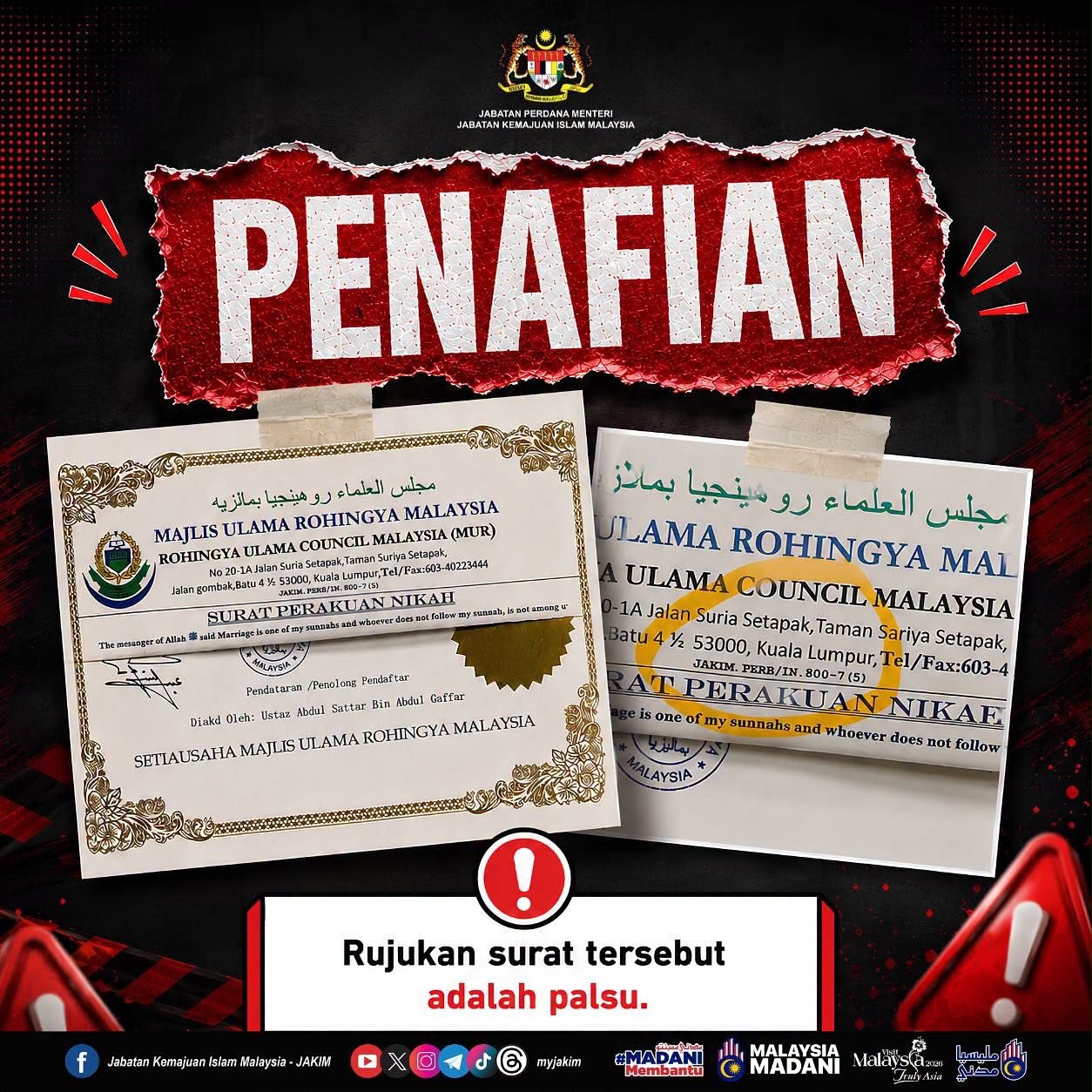 JAKIM Dismisses Viral Marriage Letter as Fraudulent