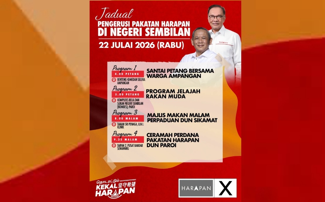 Anwar Intensifies Negeri Sembilan Campaign With Four-Stop Tour Tomorrow