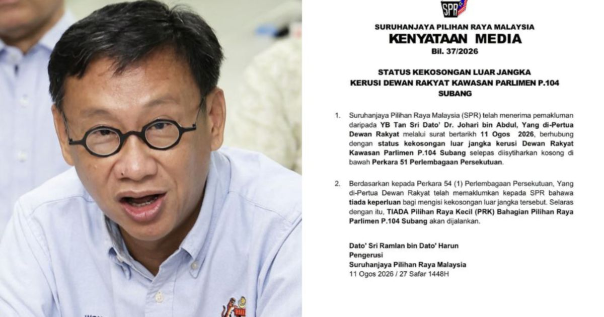 Election Commission Rules Out By-Election in Subang Following Wong Chen's Departure