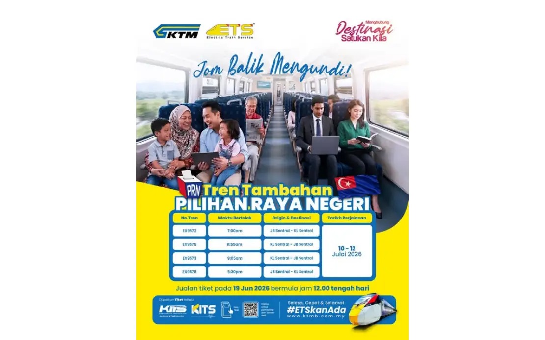 KTMB Ramps Up ETS Services as Johor Voters Head Home for July 11 Election