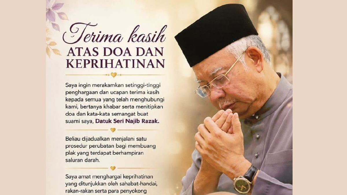 Rosmah calls for public prayers as Najib prepares for vascular procedure
