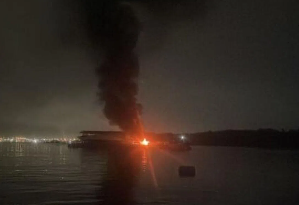 Lightning strike ignites floating fish farms near Singapore's Pulau Ubin, causing extensive losses