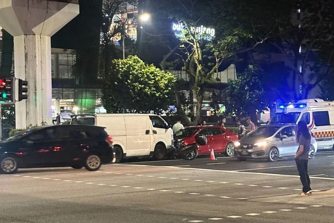 Van driver arrested for drug-related driving offence after multi-vehicle collision in Singapore