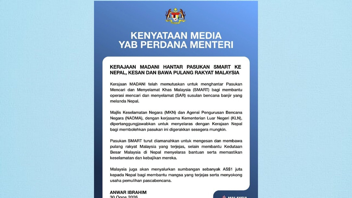 Malaysia Deploys SMART Team to Nepal, Pledges US$1 Million in Flood Relief