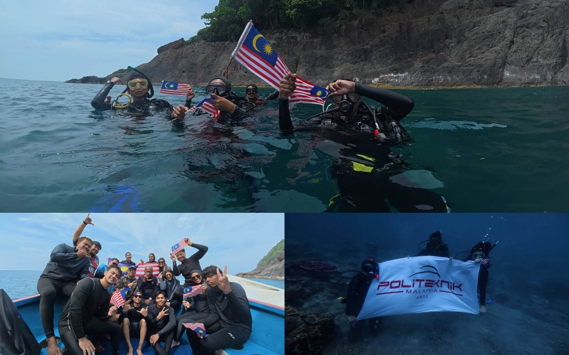 Politeknik Jeli Celebrates National Day with Underwater Flag Display off Terengganu