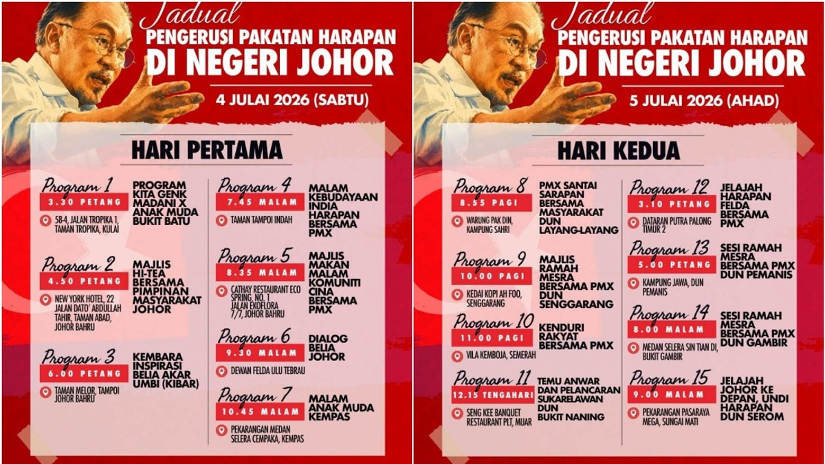 Anwar To Lead Intensive Campaign Push In Johor With 15 Weekend Programmes For PH Candidates