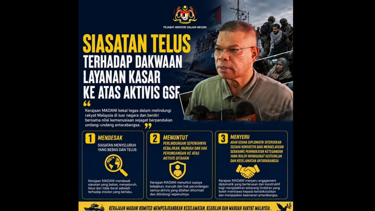 MADANI Government Demands Probe Into Gaza Flotilla Incident, Vows to Protect Malaysians Abroad