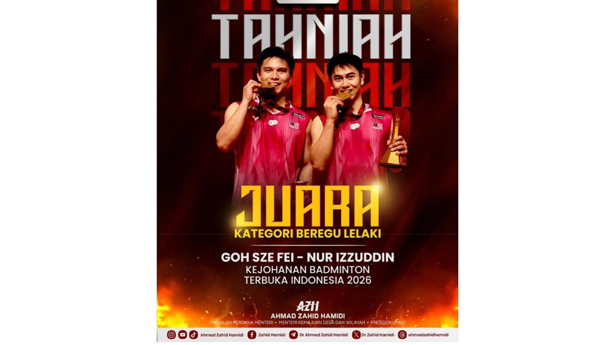 Ahmad Zahid Praises Sze Fei and Izzuddin for Indonesia Open Victory, Ending 18-Year Title Drought