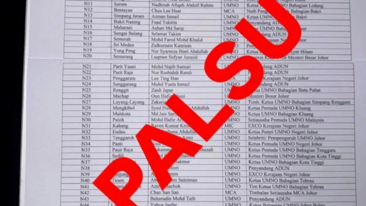 Johor election: Onn Hafiz warns public as fake candidate list circulates
