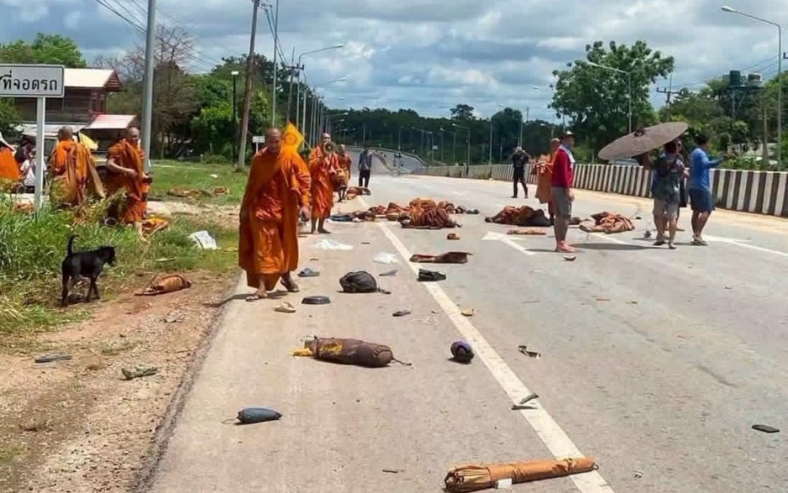 Eight monks killed as pickup truck strikes pilgrimage group in Thailand
