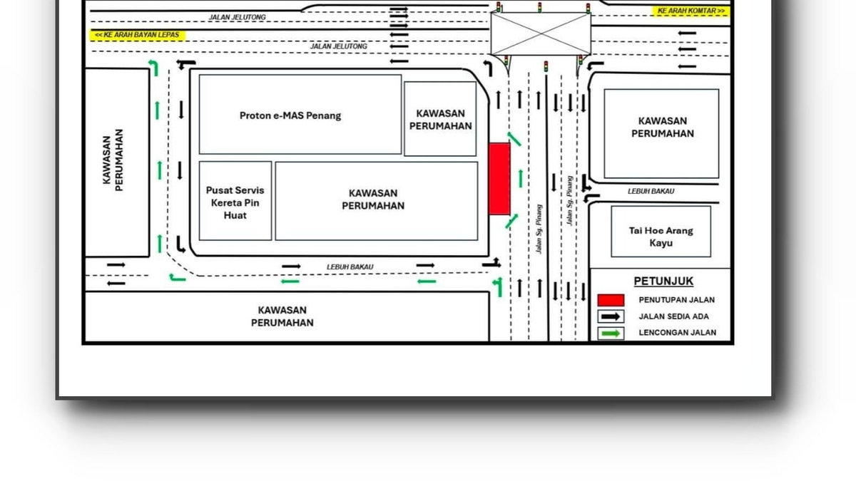 Penang Road Closure: Sungai Pinang-Jelutong Stretch Shut for TNB Works