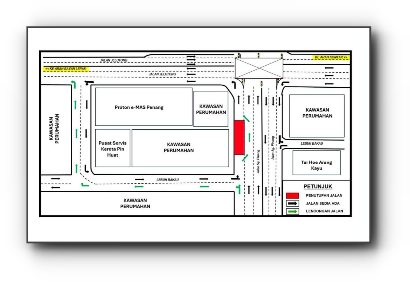 Penang Road Closure: Sungai Pinang-Jelutong Stretch Shut for TNB Works
