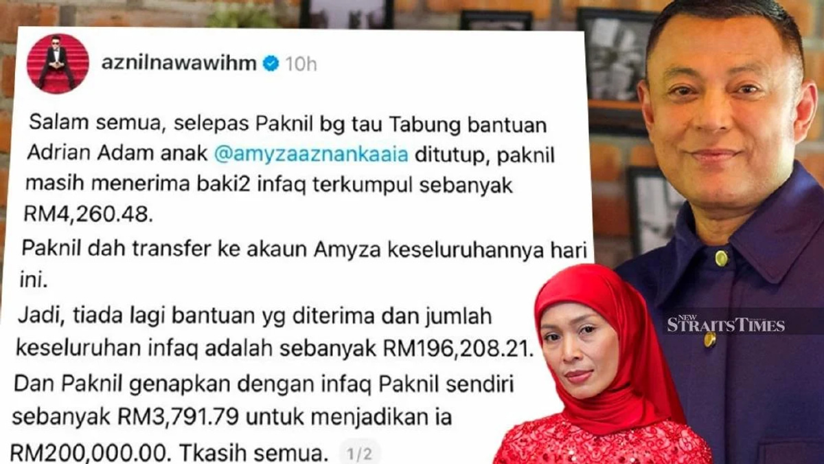 Datuk Aznil Nawawi Boosts Charity Drive with RM200,000 Donation for Amyza Aznan