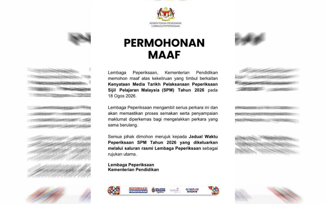Education Ministry's Examination Board Clarifies 2026 SPM Schedule After Yesterday's Confusion